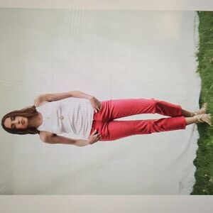 R13: NEW Vivid Pink Stretch Boy Straight Cropped Jeans